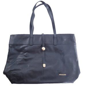 Stella & Max Women Tote Bag Zip Close 100% Leather Black 18x12x4